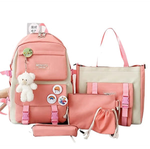 5 Piece New Unique Design Backpack For Girls