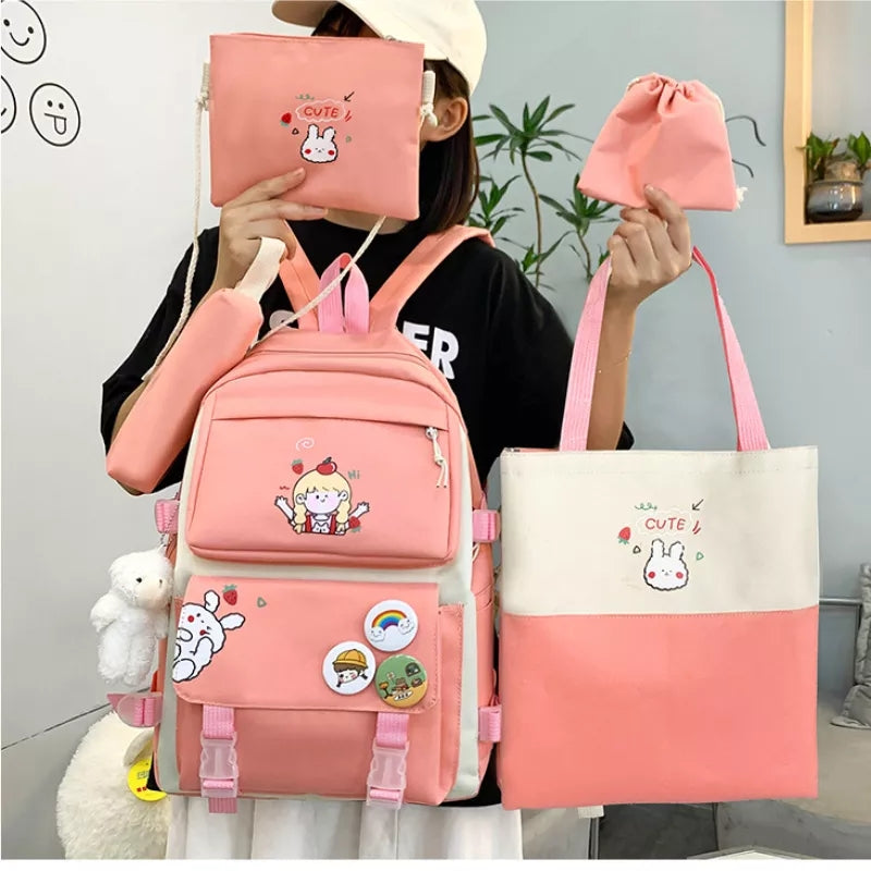 5 Piece New Unique Design Backpack For Girls